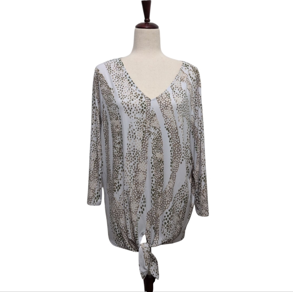 Easywear By‎ Chico's Polka dot Animal Snake Print Top Blouse Size 3(16)